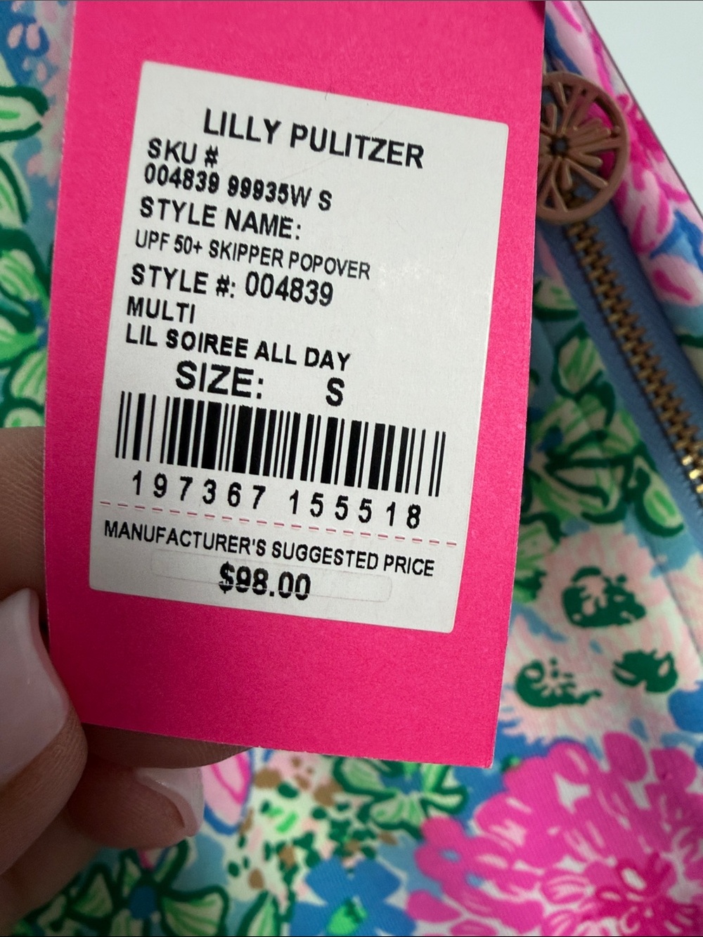 Lilly Pulitzer Floral Zip Pullover in Pink, Blue & Green - Picture 7 of 7